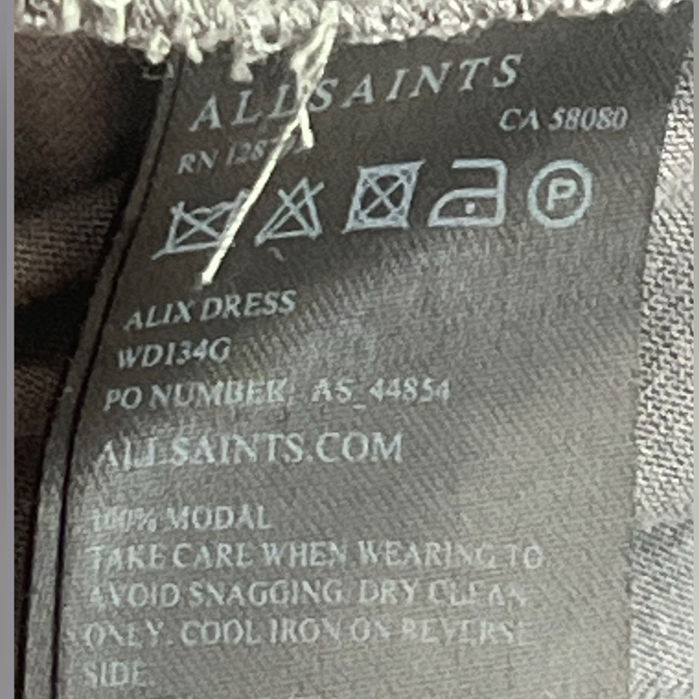 All Saints Alix Dress Sleeveless Ruching Stretch Jersey Knit Modal Gray Size 6 - Picture 5 of 9